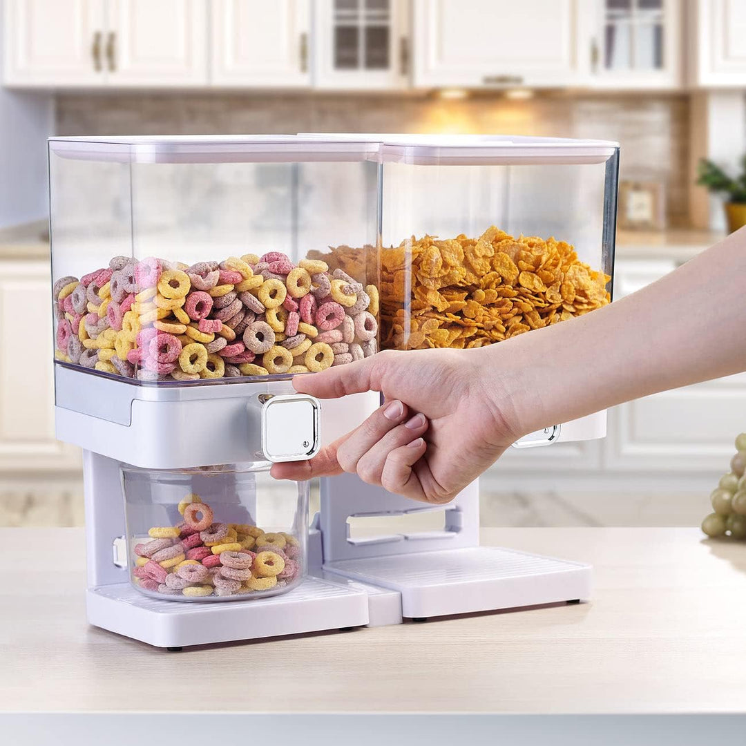 Rosenstein & Söhne Doppel-Müslispender: 2er-Set Doppel-Spender, je 33,5 x 30,5 x 16,5 cm, weiss + sc