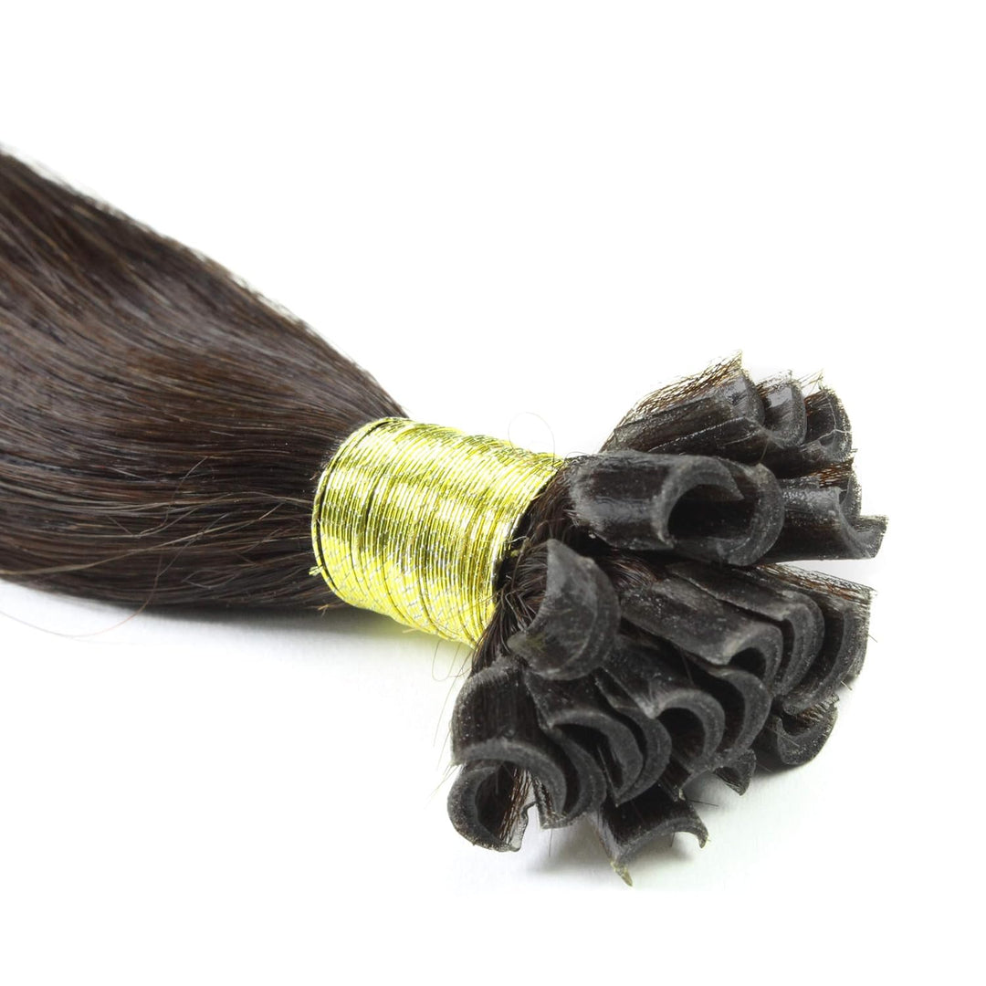 hair2heart Extensions Echthaar Bondings Glatt - 150 Strähnen 0.5g 60cm Dunkelbraun #2 Dunkelbraun 60