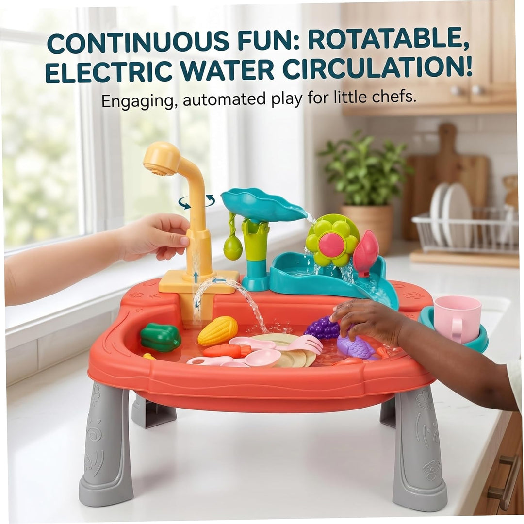Spielspüle mit fliessendem Wasser, lustiges Baby-Wassertisch, Waschen und Angeln, Rollenspiel-Set fü