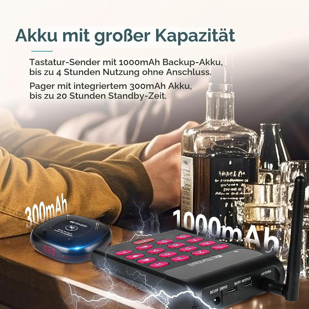 Retekess TD161 Pager Rufsystem, Restaurant Pager, 20 Pagers | für Café, Bar, Klinik, Draussen 500M,