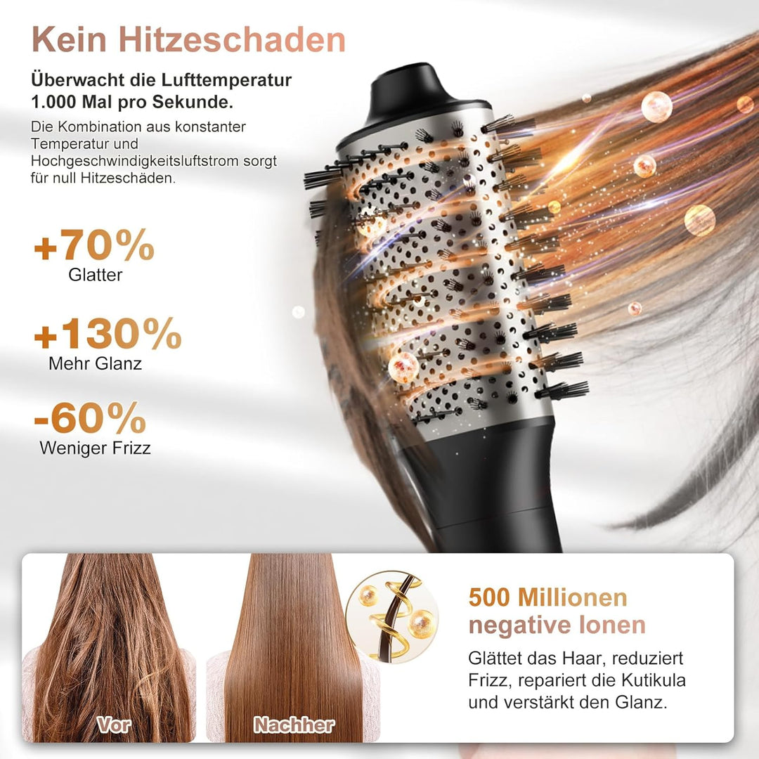 6 in 1 Airstyler, Ionen Föhn, Multifunktionaler Hairstyler, 110000 U/Min, Professioneller Warmluftbü