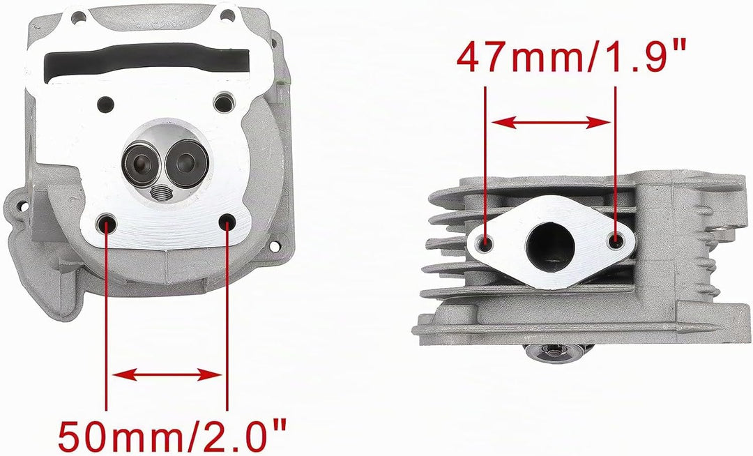 WOOSTAR 39mm Zylinderkopf 64mm Ventile Ersatz für 4-Takt GY6 49ccm 50ccm ATV Roller Moped 139QMA 139