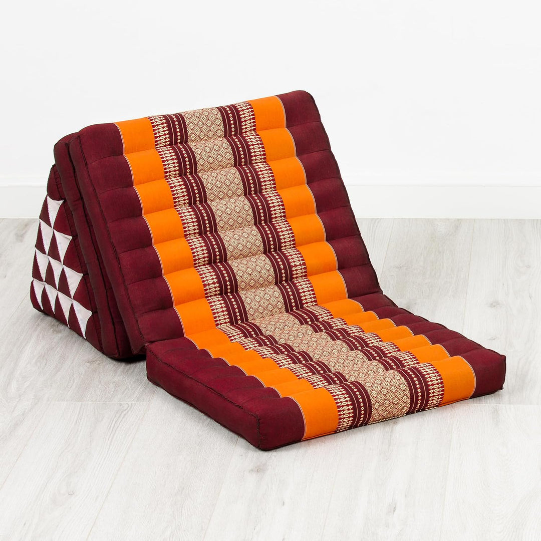 livasia Thaikissen 3 Auflagen extrahoch - 185x55x8cm - Dreieckskissen mit Klappmatratze, Kapok, Jumb