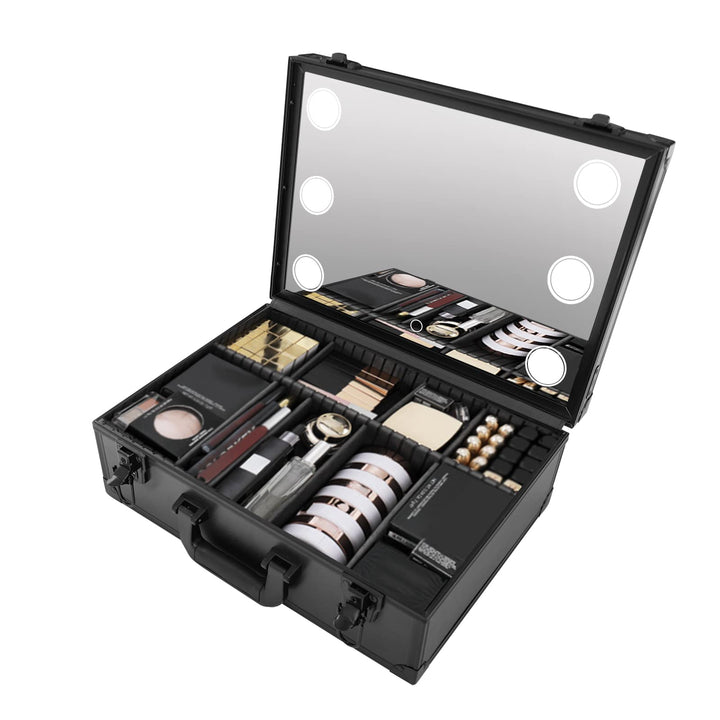 Reise Kosmetik Aufbewahrungsbox Make Up Box Schminkkoffer mit LED Licht Spiegel Kosmetische Organize