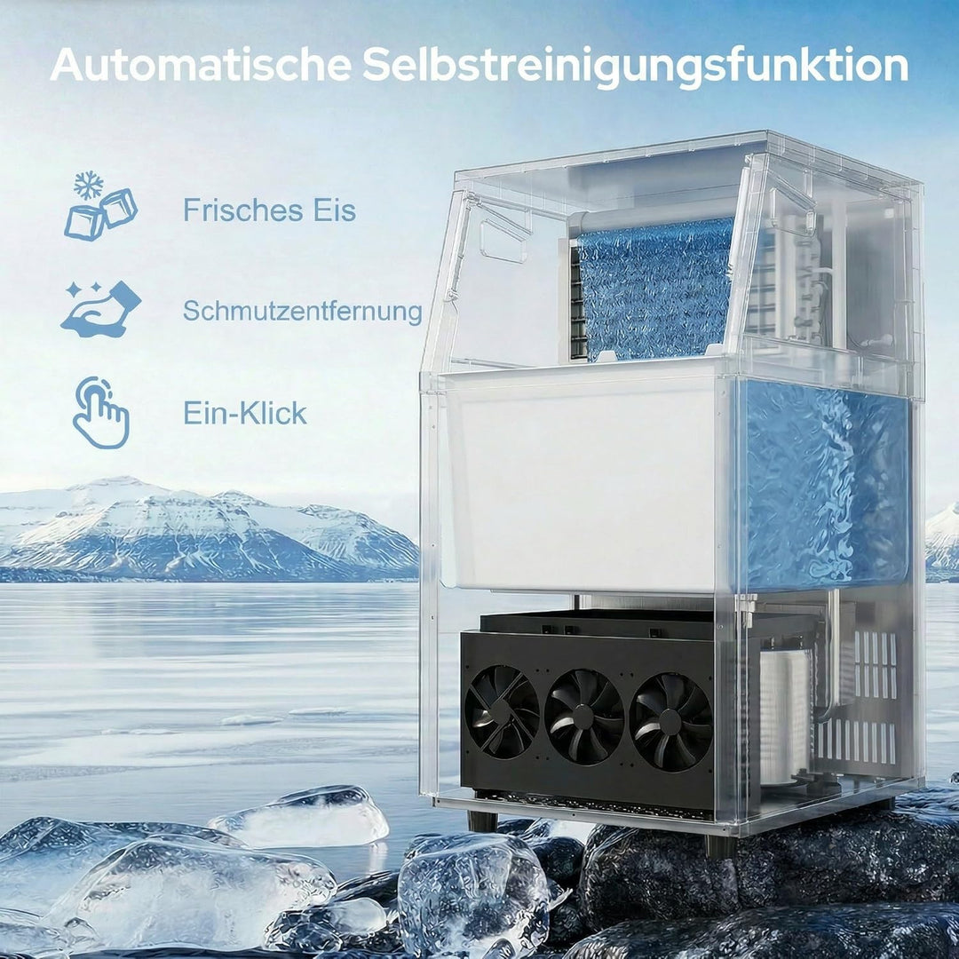HOMCOM Kommerzielle Eiswürfelmaschine 55kg/24H Selbstreinigend Eismaschine aus Edelstahl mit 13kg Sp