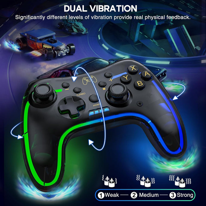 HELLCOOL Switch 2 Controller mit Cooles RGB Licht Look/Aufwecken/Turbo Funktion/Präzise Joystick/Dua