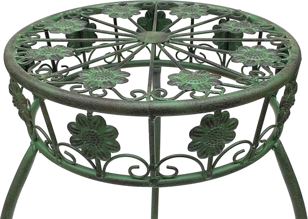 DanDiBo Blumenhocker Metall Grün Rund 75 cm Blumenständer 96008 L Blumensäule Antik Pflanzenständer