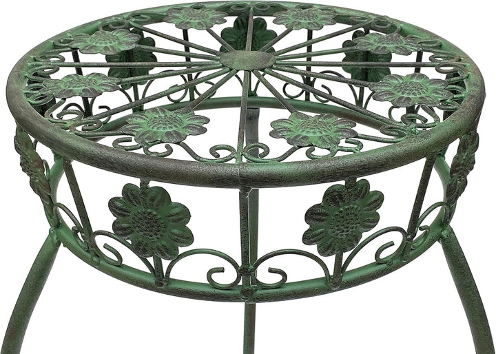 DanDiBo Blumenhocker Metall Grün Rund 75 cm Blumenständer 96008 L Blumensäule Antik Pflanzenständer