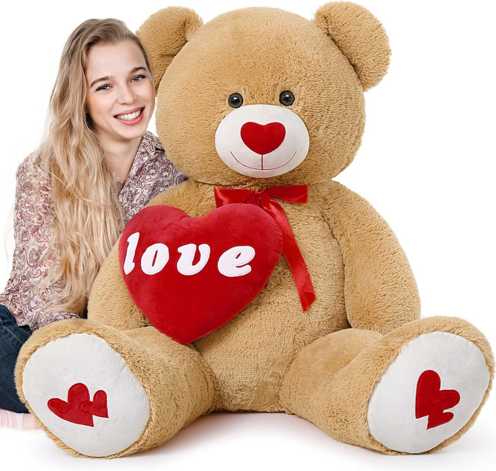 MorisMos 1.3m riesen teddybär, Hellbraun grosser teddybären Kuscheltier XXL teddys, Valentinstag dek