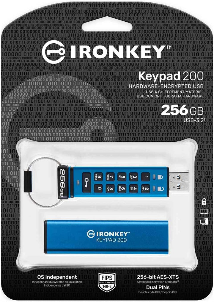 Kingston IronKey Keypad 200 Typ-A Hardware-verschlüsselter USB-Stick FIPS 140-3 Level 3 (ausstehend)