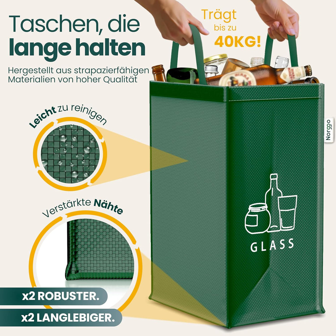Norggo 3er-Pack Recycling System Taschen-Mülltrennsystem 3fach-Recycling Behälter 40 L-Mülltrennung