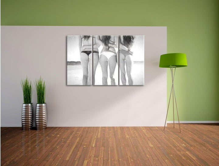 Pixxprint Schöne Mädchen in Bikinis Kunst als Leinwandbild/Grösse: 3 Teilig (120x80) cm/Wandbild/Kun