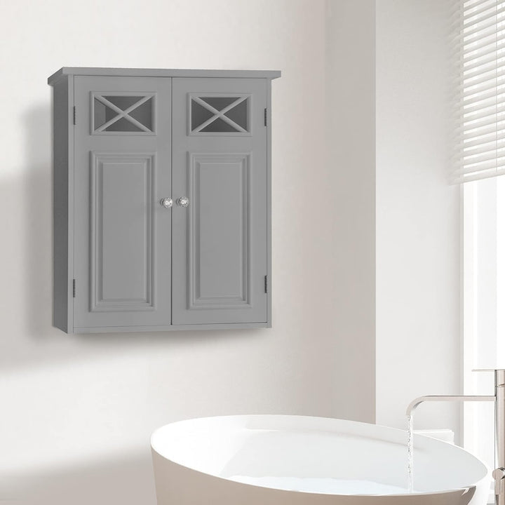 Teamson Home Badezimmer Dawson Wandschrank Mit Zwei Türen Grau EHF-6810G