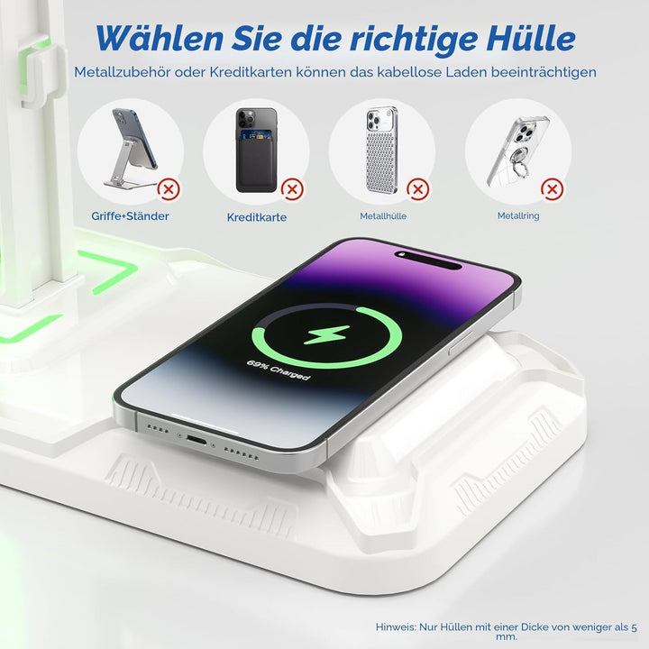KDD Gaming Headset Halterung mit Wireless Ladegerät - Controller Halterung & Kopfhörer Ständer mit 9