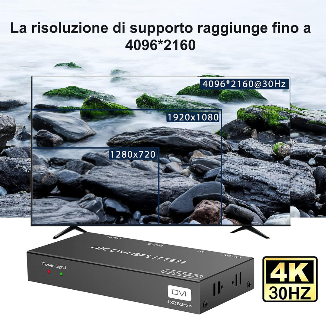 VEDINDUST DVI Splitter mit 2 Ports, der Splitter mit 1 Eingang und 2 Ausgängen unterstützt Auflösung