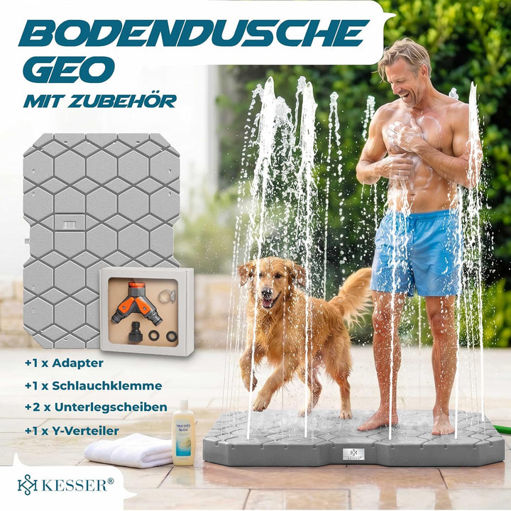 KESSER® Bodendusche Geo Gartendusche, Dusche für alle - Gross, Klein & Vierbeiner, rutschfest, UV- &