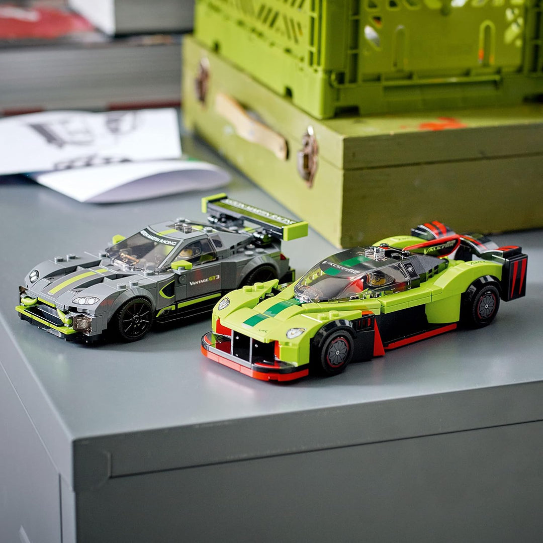 LEGO 76910 Speed Champions Aston Martin Valkyrie AMR Pro & Vantage GT3, Bausatz mit 2 Rennwagen, Mod