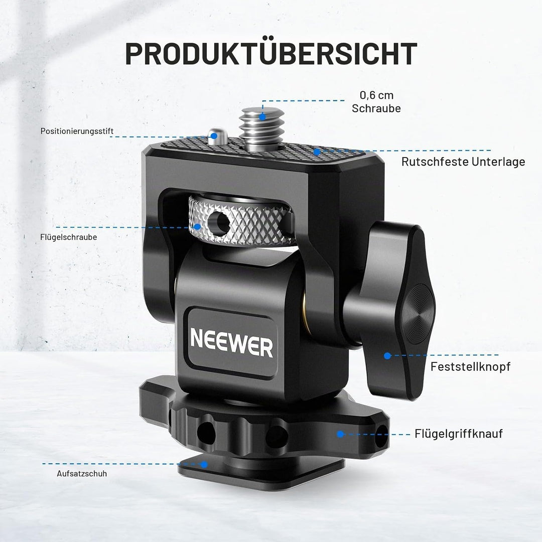 NEEWER Feldmonitorhalterung mit Cold Shoe,1/4" Schraube für 5" &amp; 7" Kamera Monitor Mount, 360° drehb