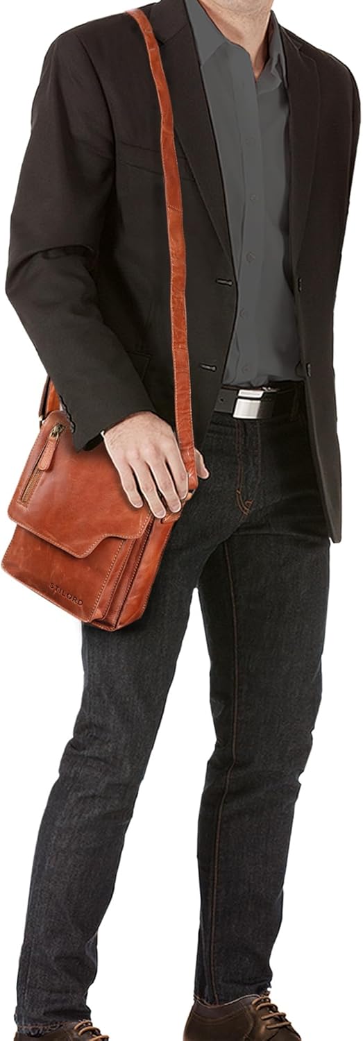 STILORD 'Pete' Umhängetasche Leder klein Männer Schultertasche Vintage Messenger Bag Herren 8,4 Zoll