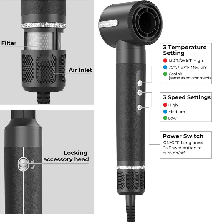OKWRAP Hair Styler Set 110000 RPM, 7 in 1 Hairstyler Haarstyler, Föhn mit Diffusor, Warmluftbürste,