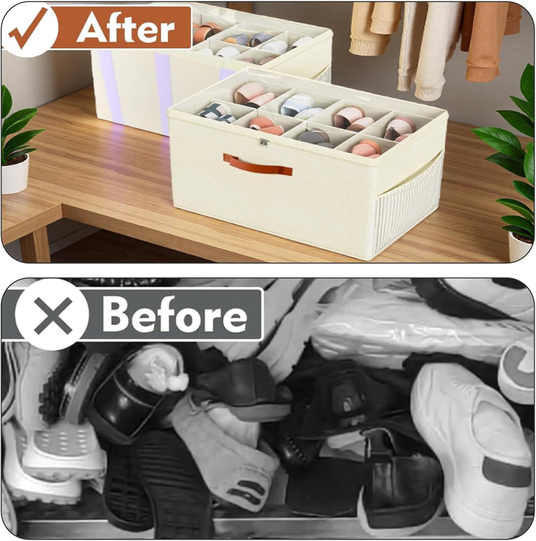 Verstellbare Schuh-Aufbewahrungsbox mit transparenter Oberseite, faltbarer Schuh-Organizer mit Trenn