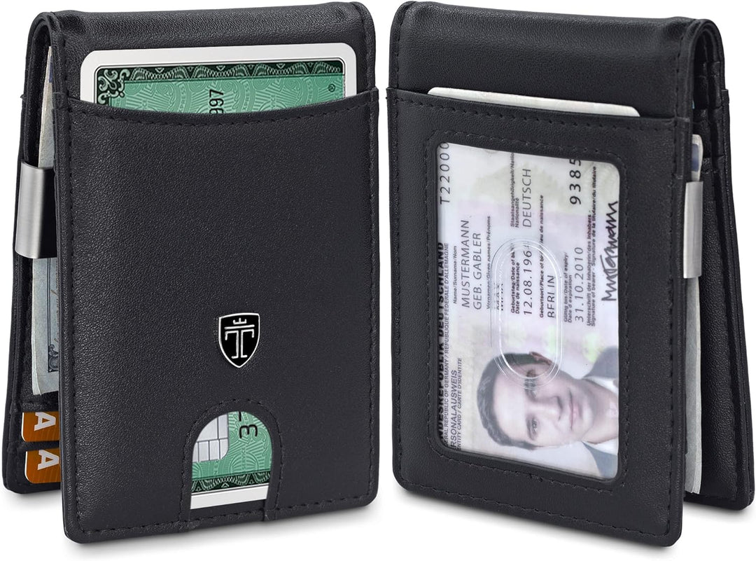 Travando Atlanta Herren-Geldbörse mit Geldklammer, Vordertasche, schmal, RFID-blockierend, Kreditkar