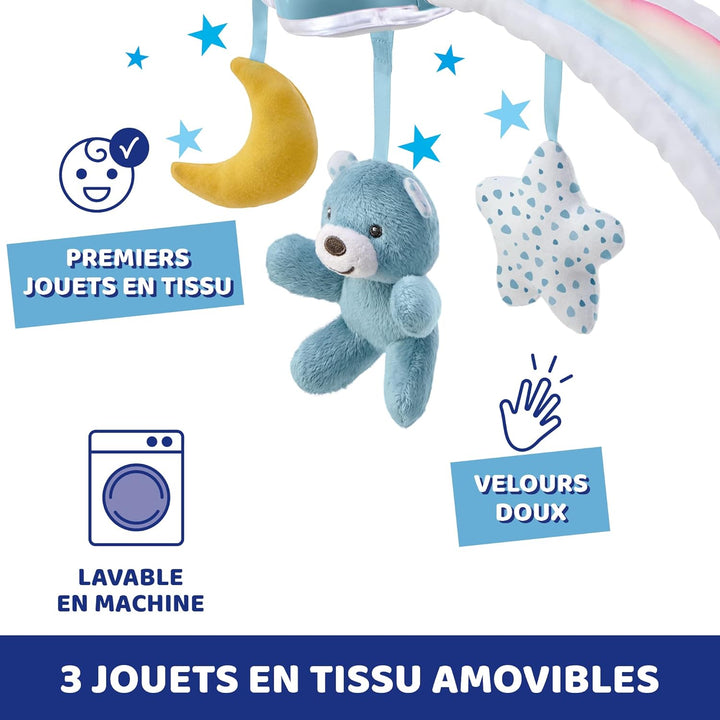 Chicco Regenbogen-Spielbogen für Kinderbett, 2in1 Evolutionskompatibel Next2Me, Babywanne mit Regenb