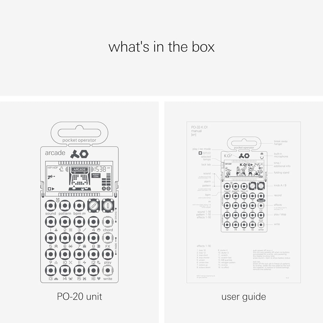 Teenage Engineering PO-20 arcade Synthesizer und Sequencer (Pocket Operator mit 16 Chords, LCD Displ