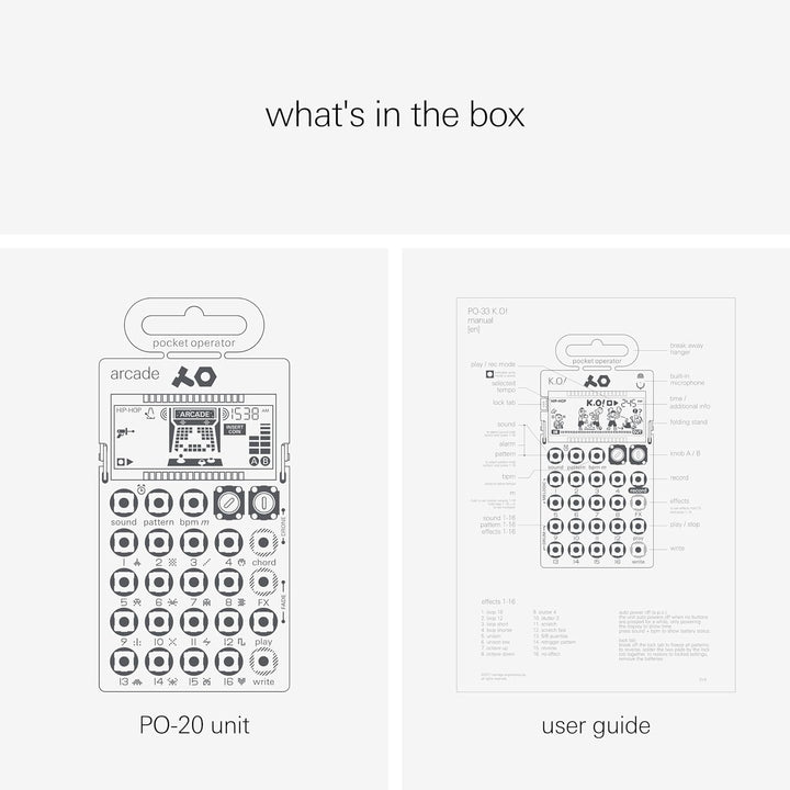 Teenage Engineering PO-20 arcade Synthesizer und Sequencer (Pocket Operator mit 16 Chords, LCD Displ