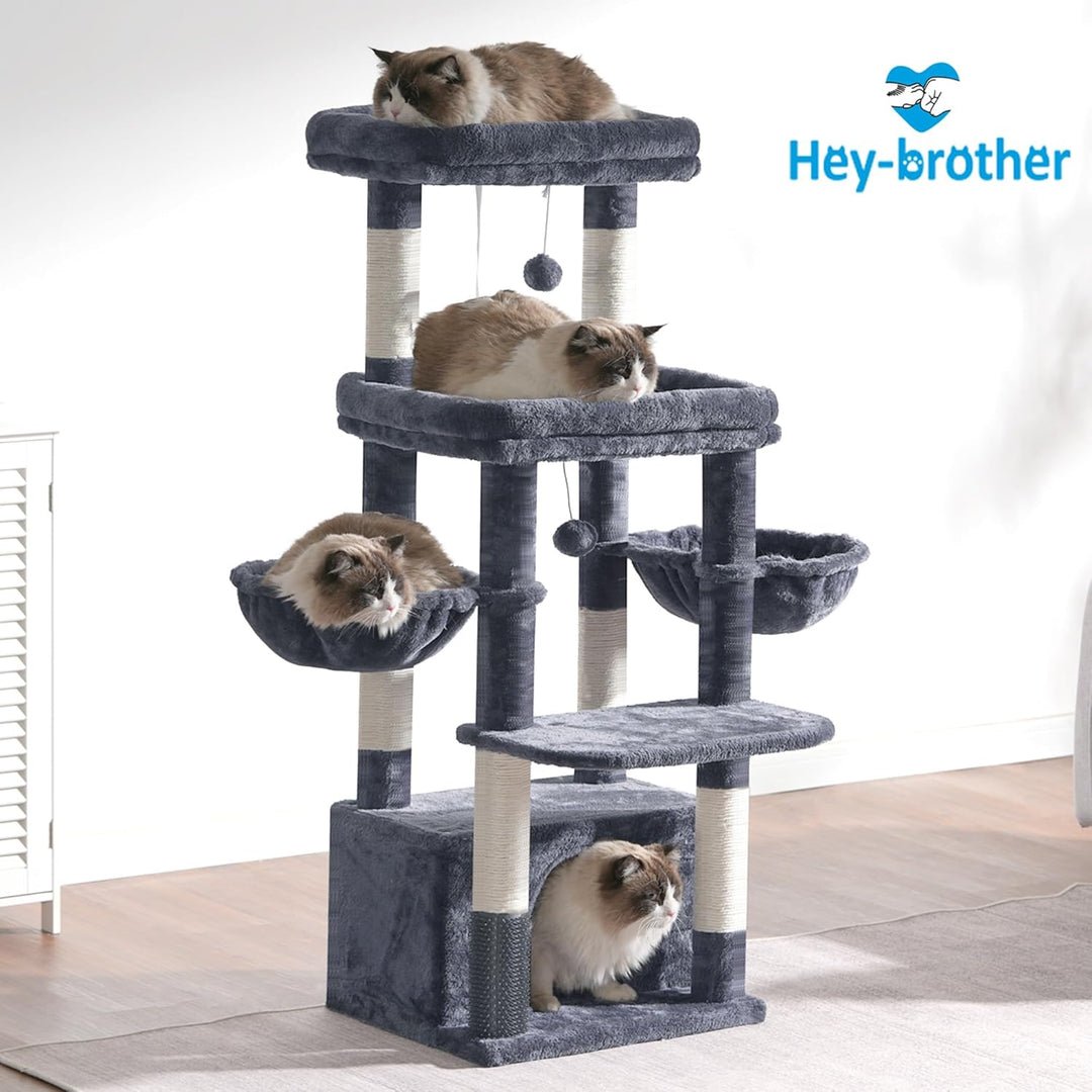 Hey-brother Kratzbaum, Katzenbaum für Grosskatze und Maine-Coon-Katzen, mehrstöckiger Stabil Katzenk