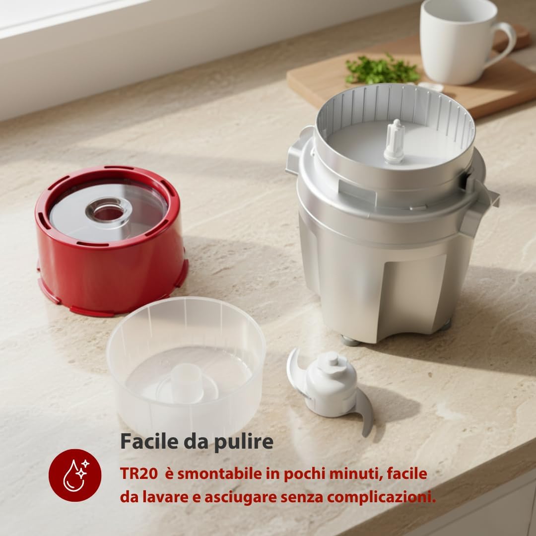 Girmi Tr20 Zerkleinerer mit Klingen aus Titan Rot/Silber