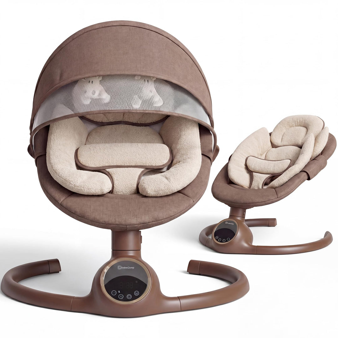 BEBE2LUXE ALPHA Babywippe, Elektrische Babyschaukel mit Musik, Nutzbar ab der Geburt bis ca. 6 Monat