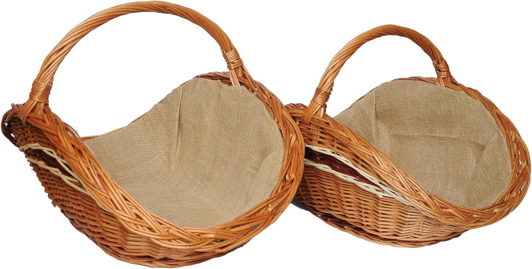 Kaminholzkorb aus Weide Kaminkorb Holzkorb mit Jute Weidenkorb Holz Kamin Kaminholz (Hellbraun, Typ