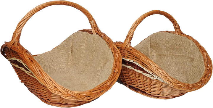 Kaminholzkorb aus Weide Kaminkorb Holzkorb mit Jute Weidenkorb Holz Kamin Kaminholz (Hellbraun, Typ