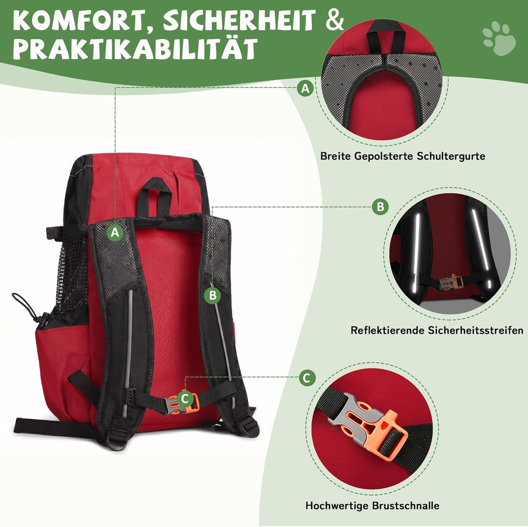 ALLSOPETS Hunderucksack Tragetasche Verstellbar für Kleine Mittelgrosse Hunde, Haustier Rucksack zum