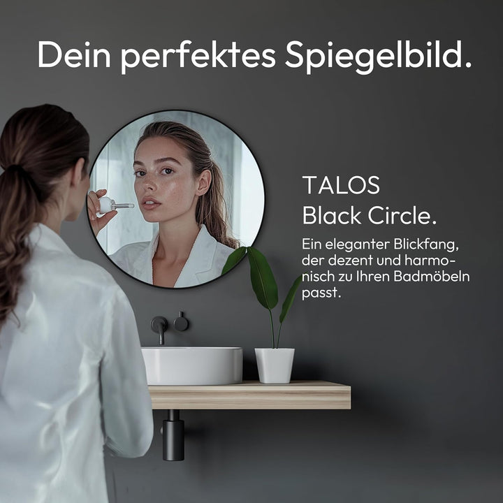 Talos Spiegel rund Black Circle - Spiegel schwarz mit Ø 60 cm - Wandspiegel mit hochwertigen Alumini