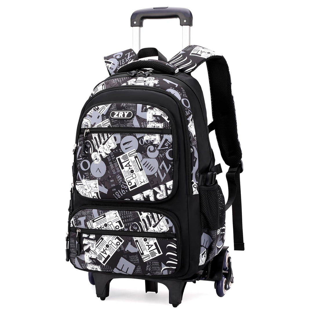 Amythe Schulrucksack Teenager, Abnehmbare Trolley Rucksack Schule mit 6 Räder für Jungen ab 10 Jahre