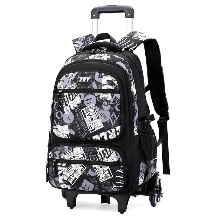 Amythe Schulrucksack Teenager, Abnehmbare Trolley Rucksack Schule mit 6 Räder für Jungen ab 10 Jahre