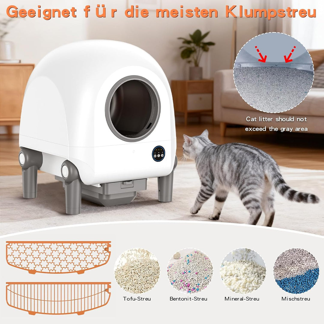 Vxacen Katzenklo Selbstreinigend, 72L Selbstreinigende Katzentoilette App-Steuerung Katzentoilette S