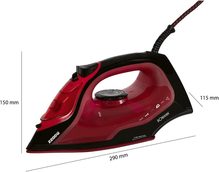 Bomann® Dampfbügeleisen mit Keramiksohle | 2200W | Bügeleisen mit Dampf | 250ml Tank | schnelle Aufh