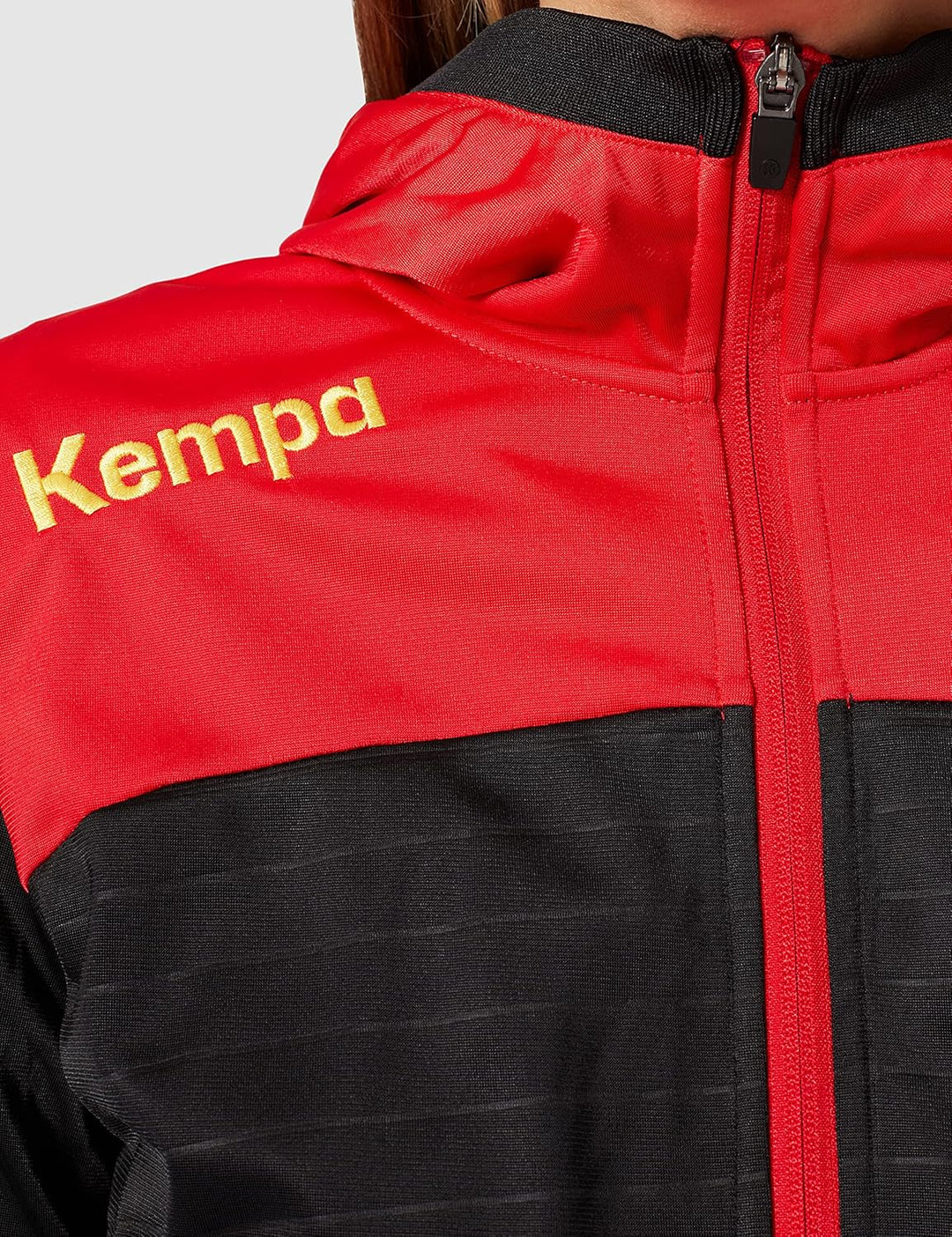 Kempa Damen Emotion 2.0 Kapuzenjacke Damen Kapuzenjacke, XL schwarz/Rot/Gelb