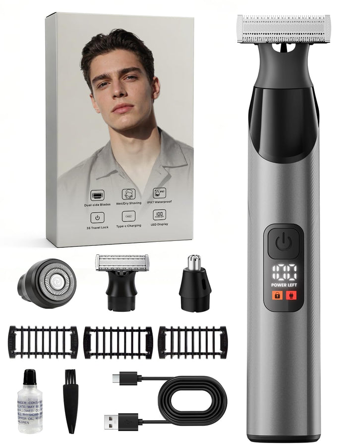 Intimrasierer Mann, All-in-One Bodygroomer & Körperrasierer Herren mit Magnet-Scherkopf & Beidseitig