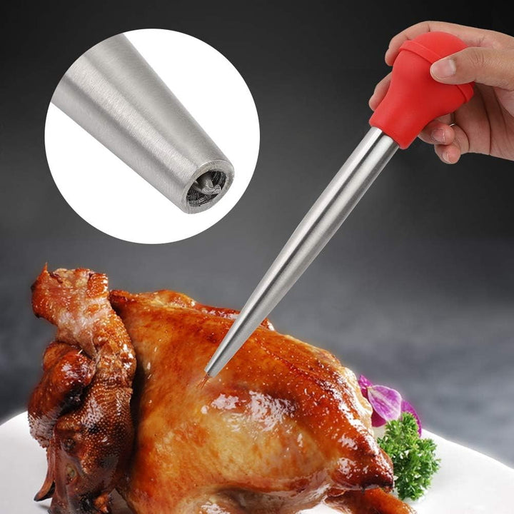 MOUMOUTEN Puten-Baster, Edelstahl-Marinaden-Gewürz-Injektor, Gummiball, Hitzebeständige Fleisch-Bast