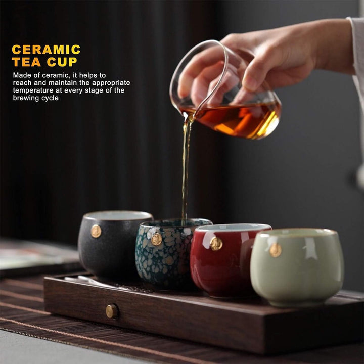 4 Stück Keramikbecher, Retro Tee Becher Chinesischen Japanischen Kung Fu Tee Heat Sake Tassen Teetas