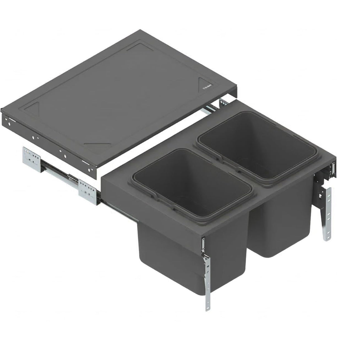 Einbau-Mülleimer für 60 cm Schrank SEGREGO 2-fach Abfallsystem mit Deckel Soft-Close & Vollauszug 56