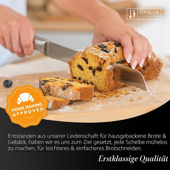 Orblue Brotmesser aus Edelstahl mit Wellenschliff – Ultrascharfes Profi Küchenmesser, Ideal für Brot