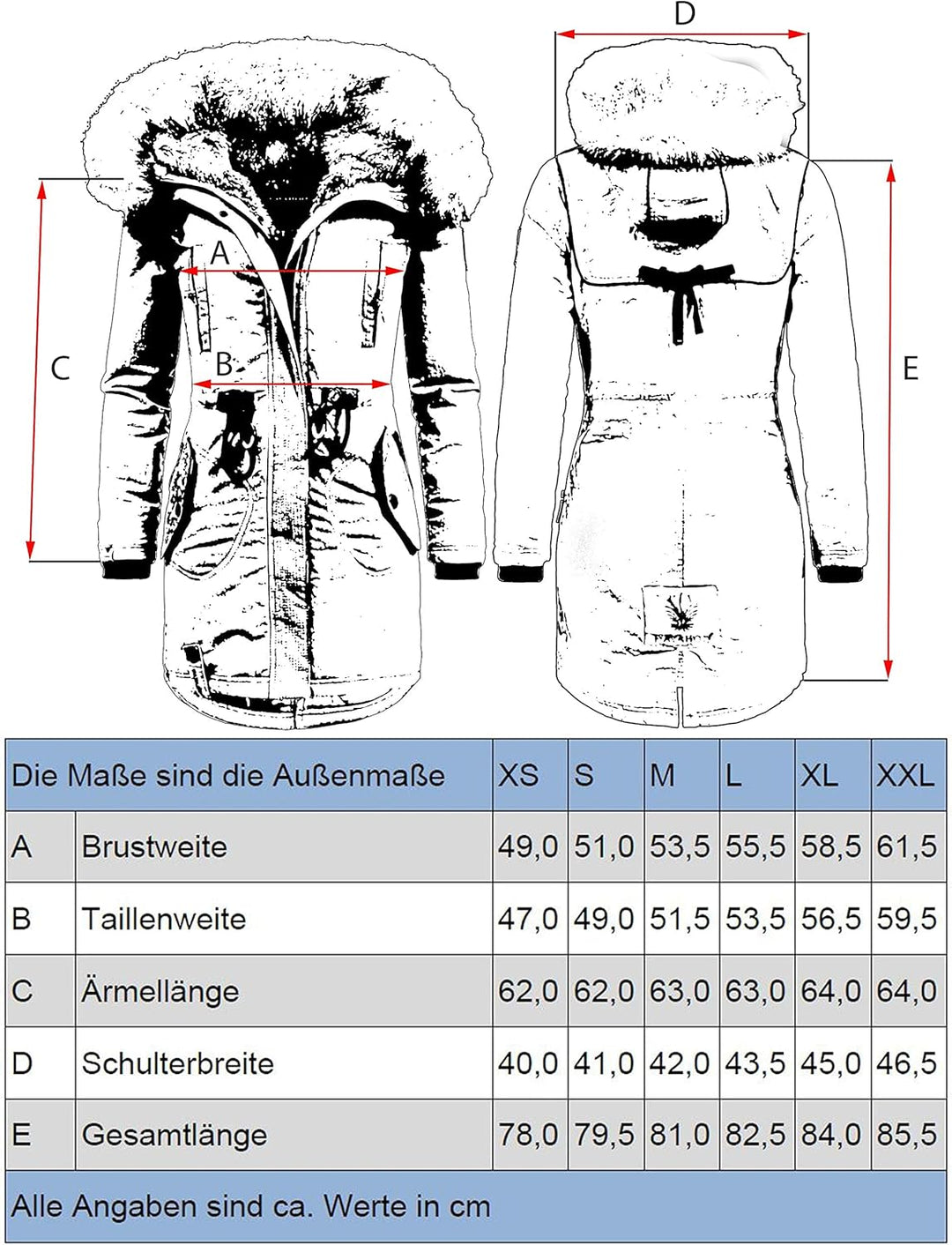 Navahoo Damen Warmer Winterparka mit Kapuze Bombii XS-XXL XS Blau, XS Blau