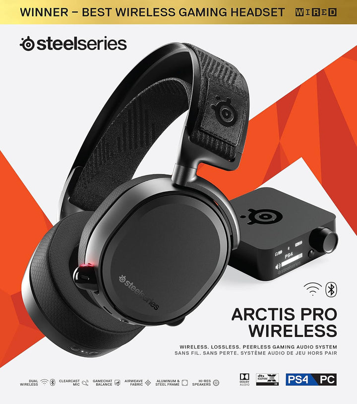 SteelSeries Arctis Pro Wireless – Kabelloses Gaming-Headset (2,4 GHz & Bluetooth) – Hochauflösende L