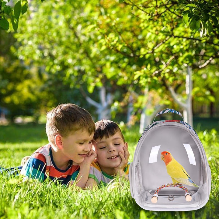Bird Carrier Rucksack, Bubble Bird Travel Carrier Backpack with Stainless Steel Tray and Standing Ba