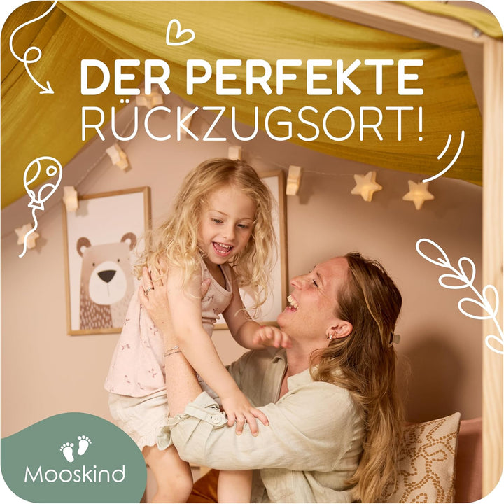 Hausbett Himmel – Aus weichem Musselin in 7 Farben – 100% Bio-Baumwolle – Traumhafte Hausbett Deko &